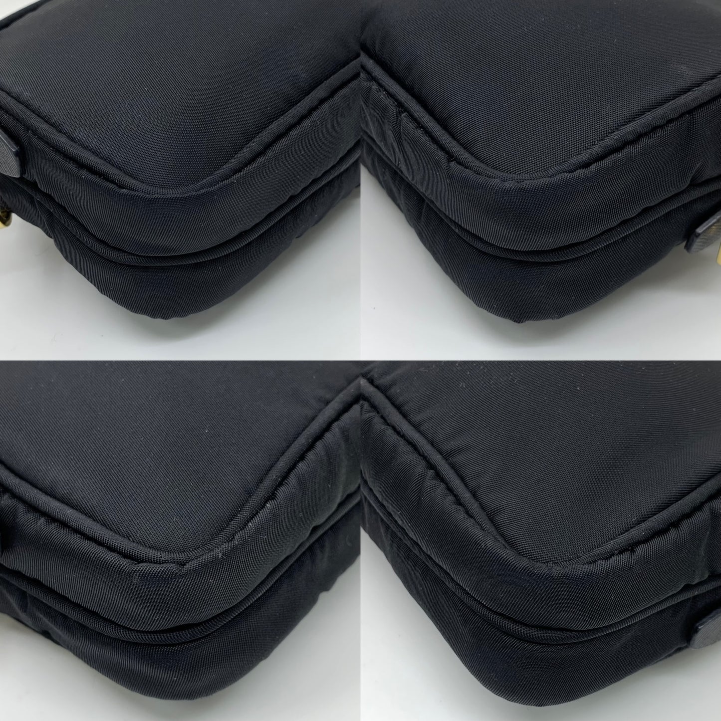 Prada Black Nylon Double Zip Pouch/ Wristlet