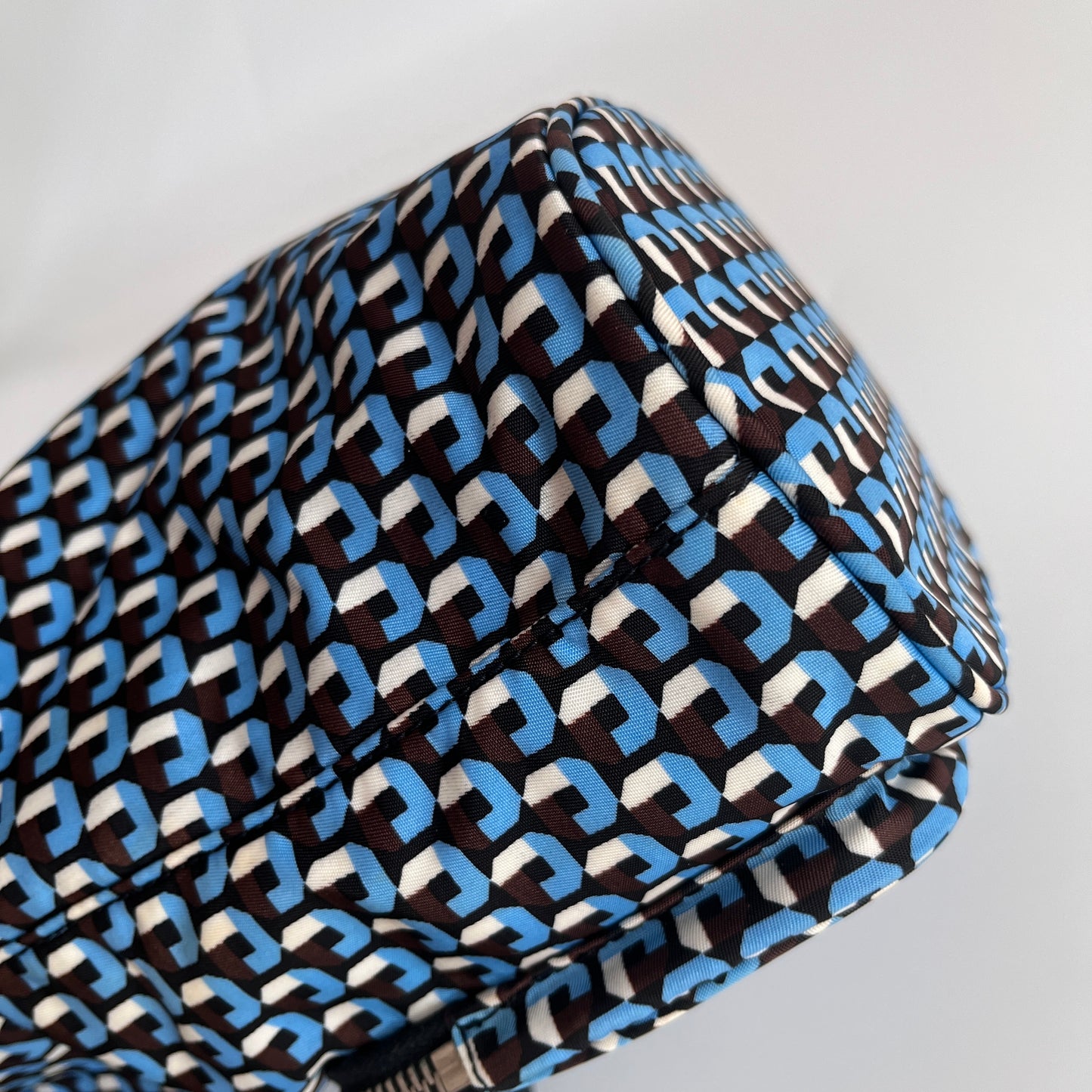 Prada Duet Blue Re-nylon Bucket Crossbody Bag
