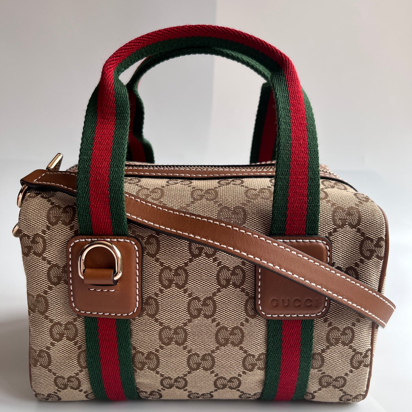 Gucci Canvas Mini Boston Crossbody Bag
