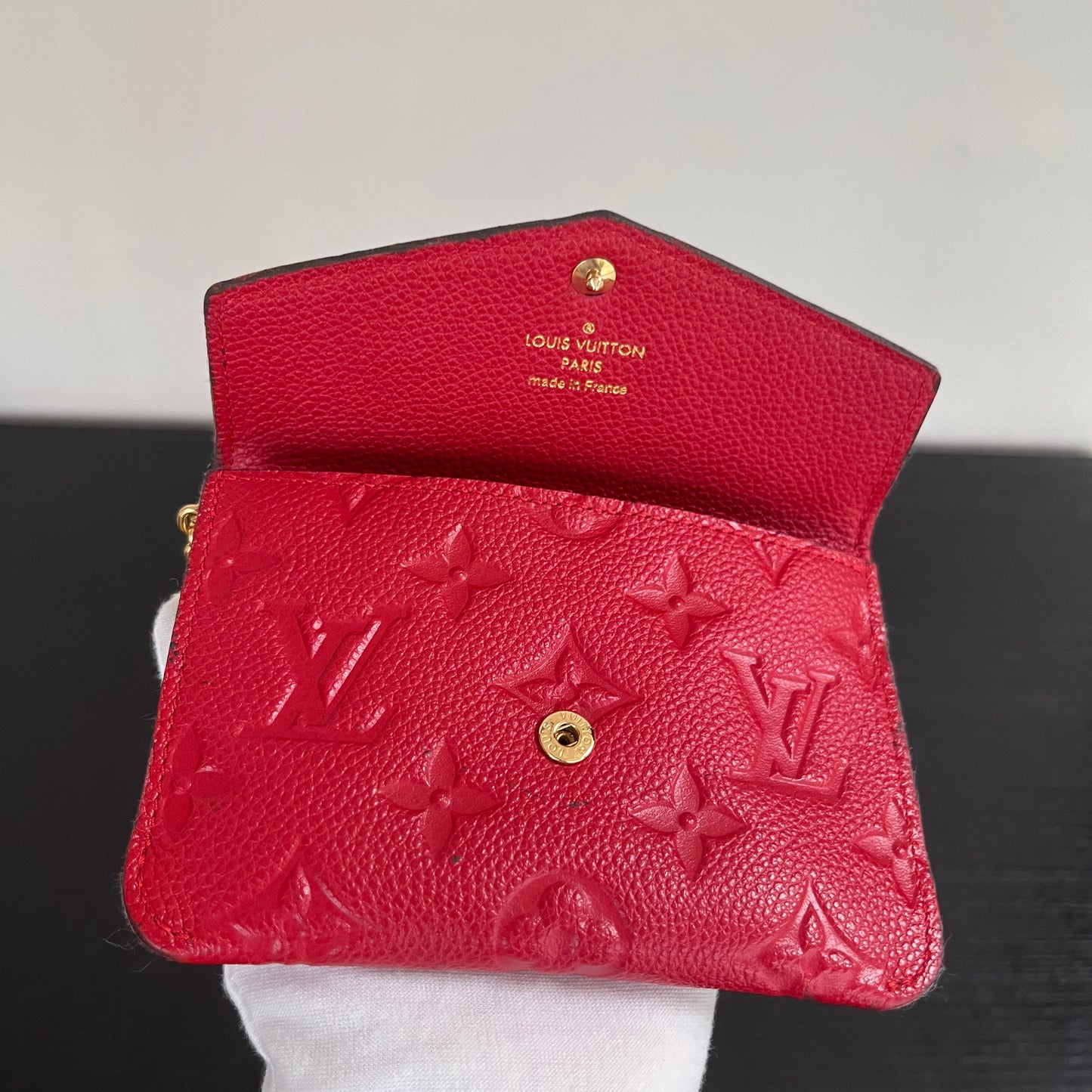 Louis Vuitton Red Empreinte Leather Cles Coin Purse