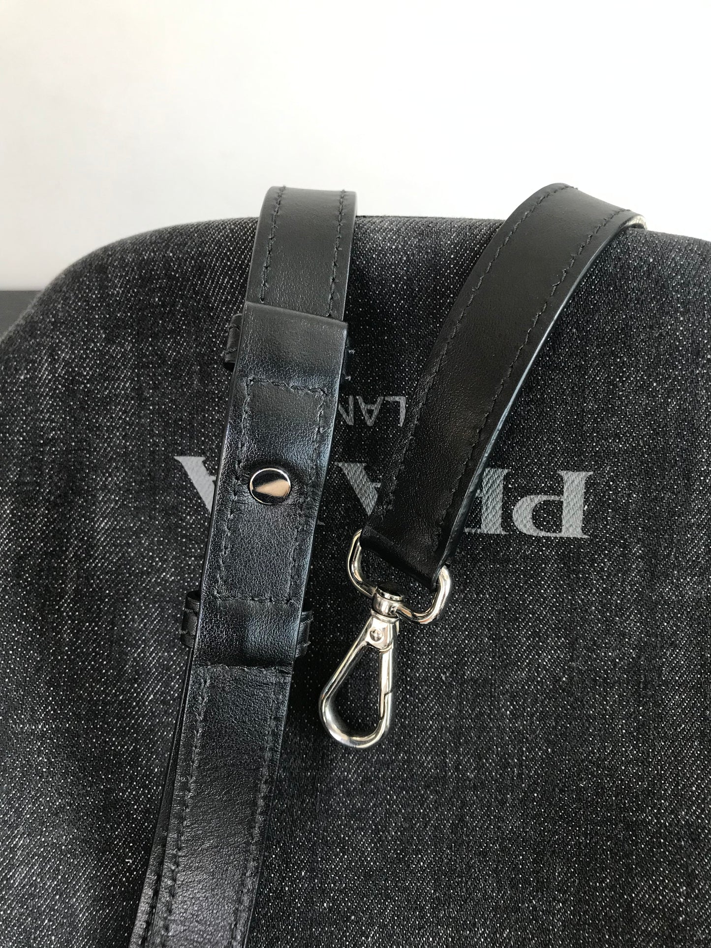 Prada Denim Bucket 2Way Bag With Pouch