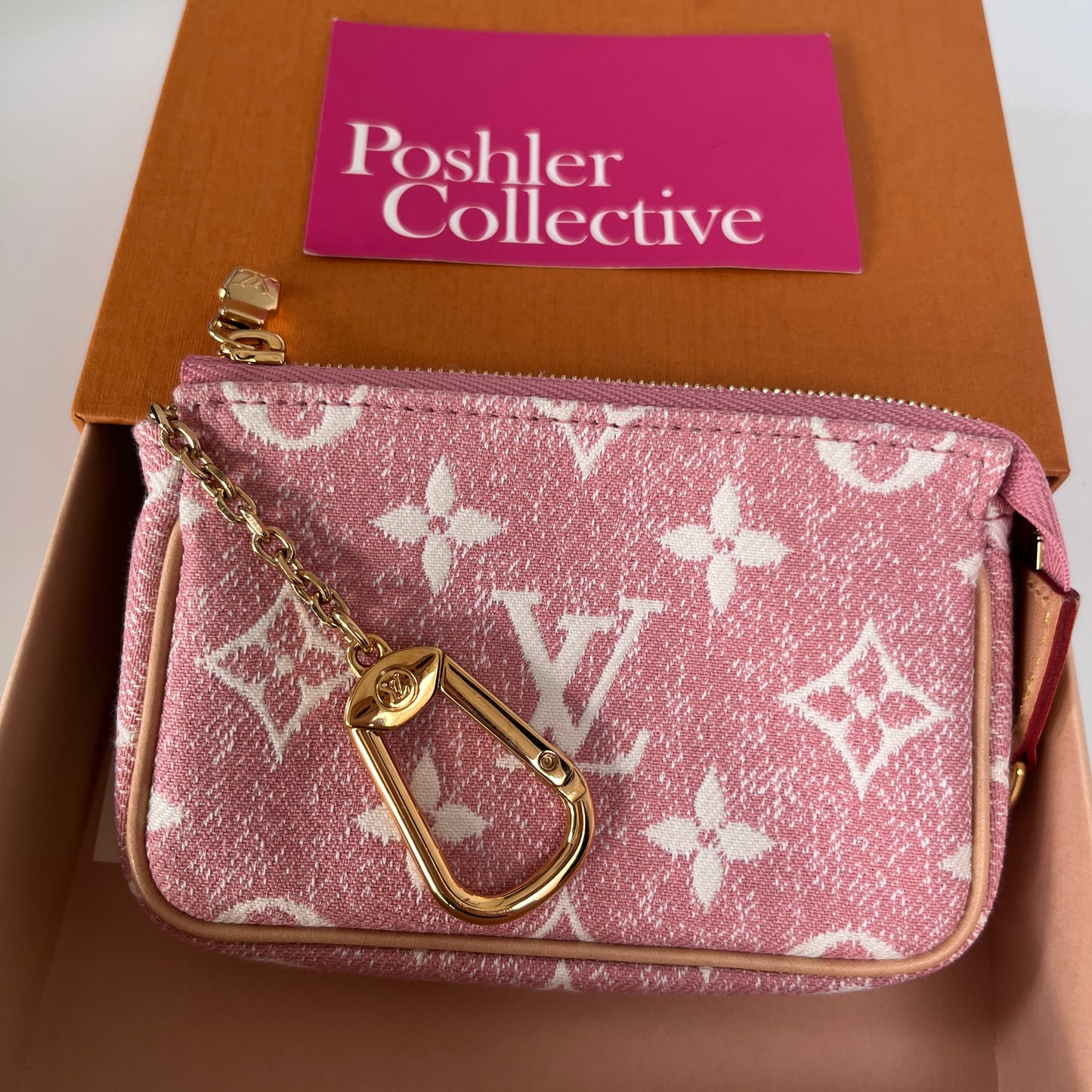Louis Vuitton Pink Monogram Denim Key Pouch
