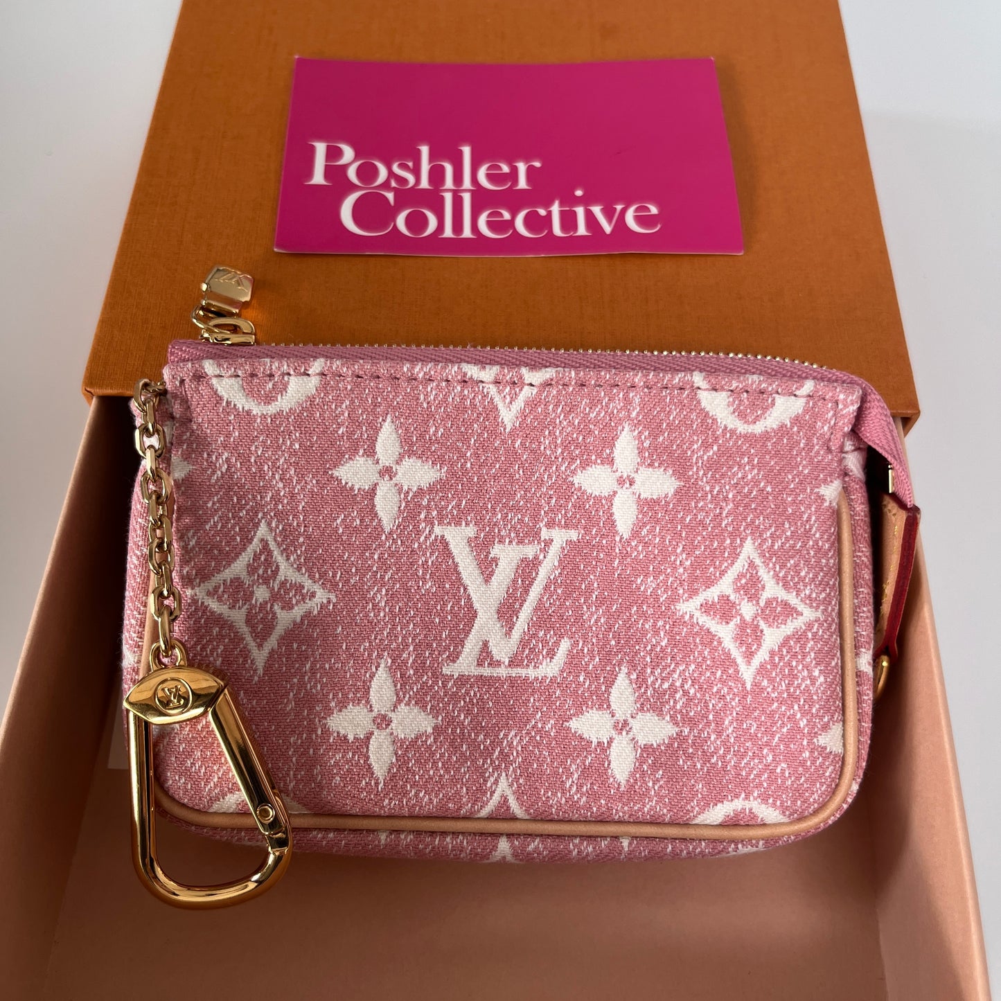 Louis Vuitton Pink Monogram Denim Key Pouch