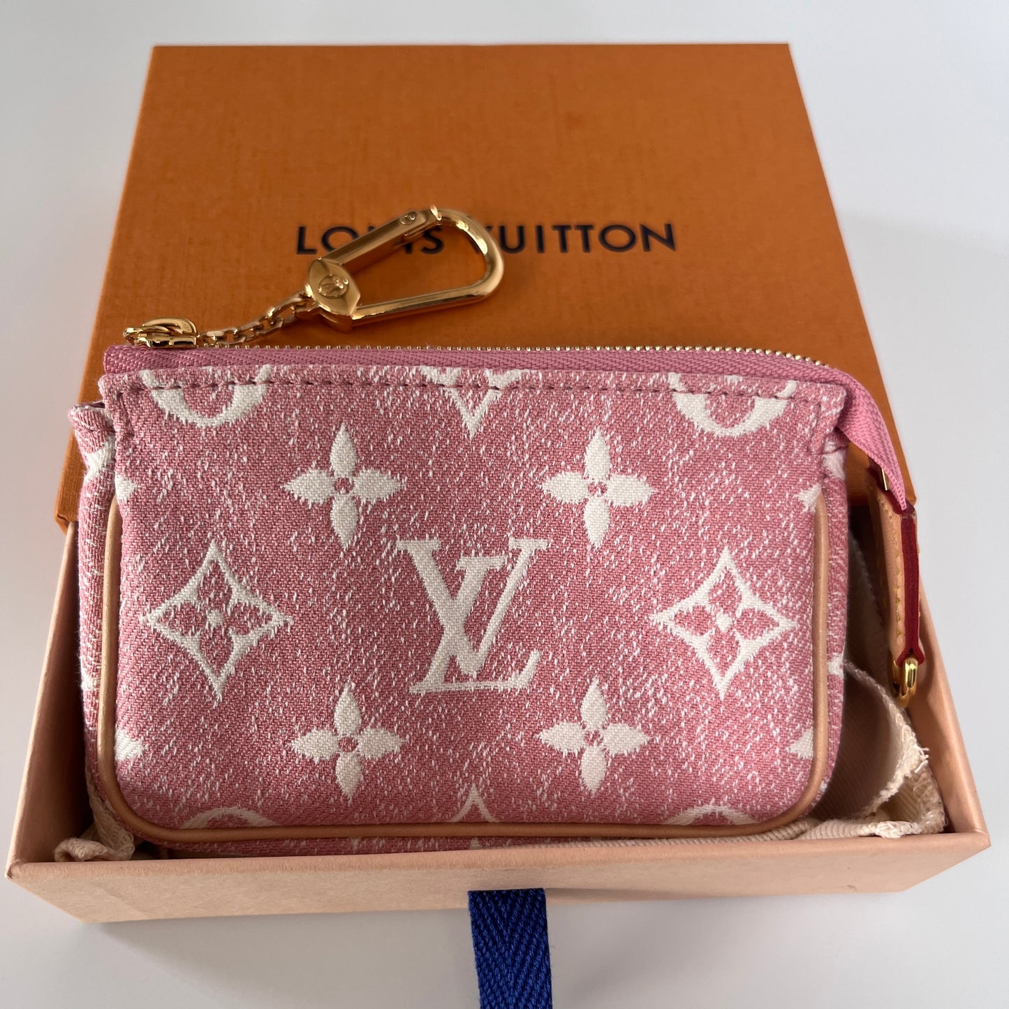 Louis Vuitton Pink Monogram Denim Key Pouch