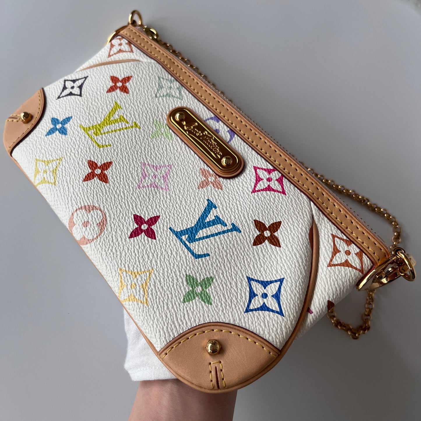 Louis Vuitton x Takashi Murakami Milla MM White Multicolor Clutch
