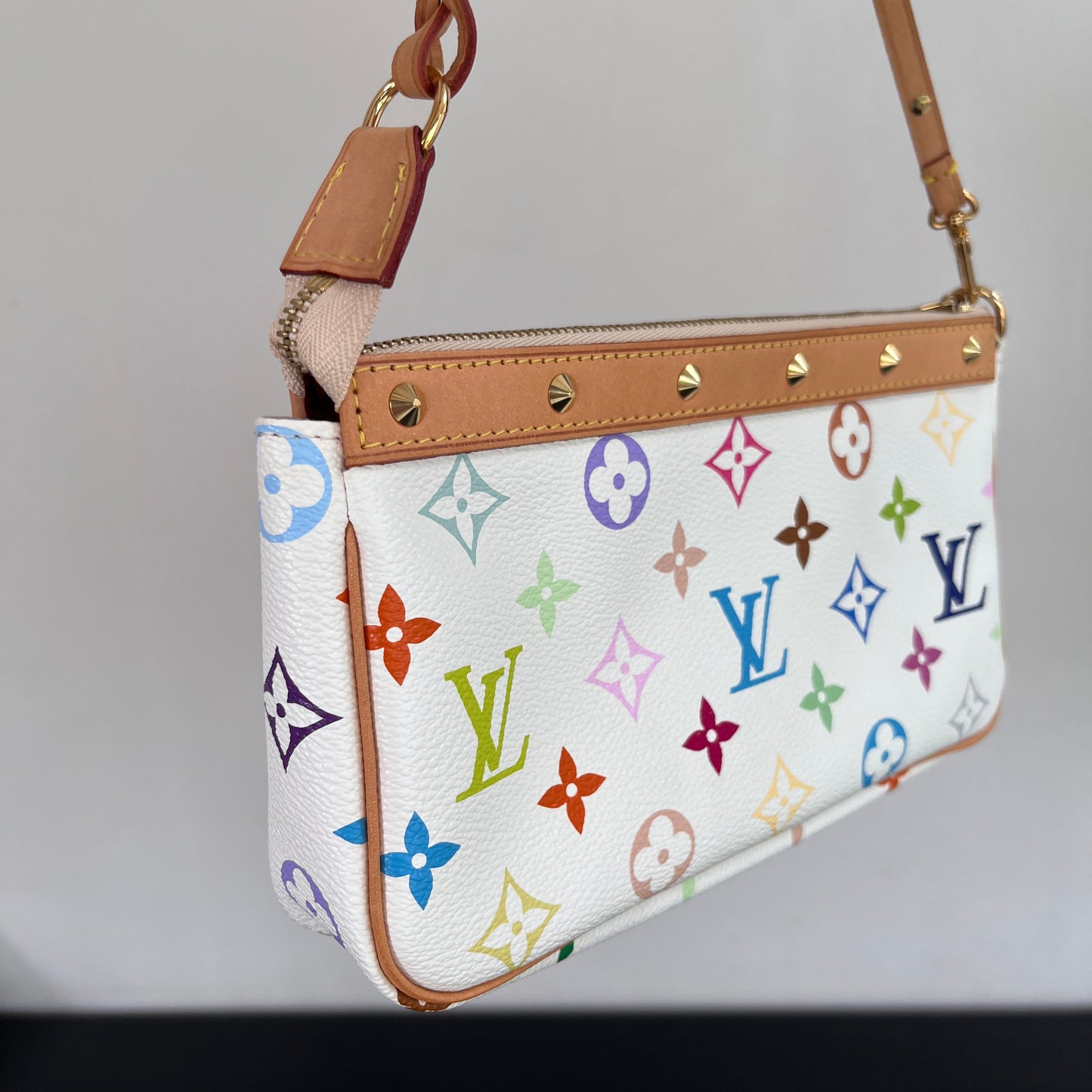 Louis Vuitton x Takashi Murakami White Multicolor Pochette