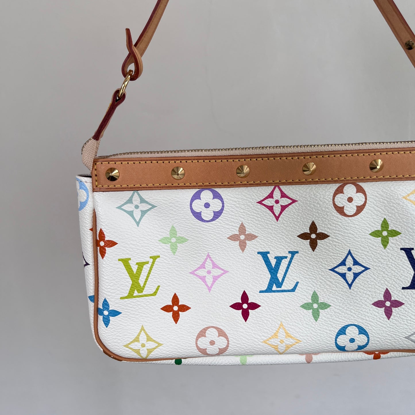 Louis Vuitton x Takashi Murakami White Multicolor Pochette