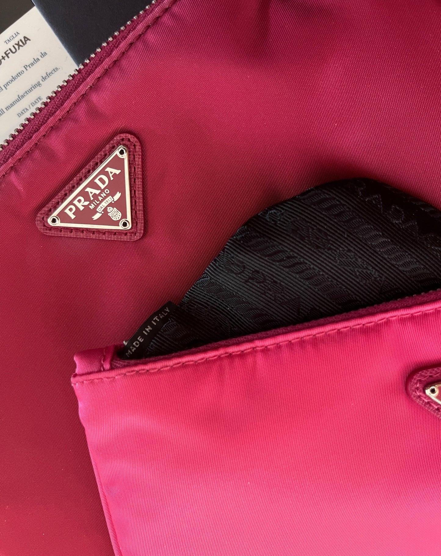 Prada Pink Nylon Duo Pouch/ Wristlet