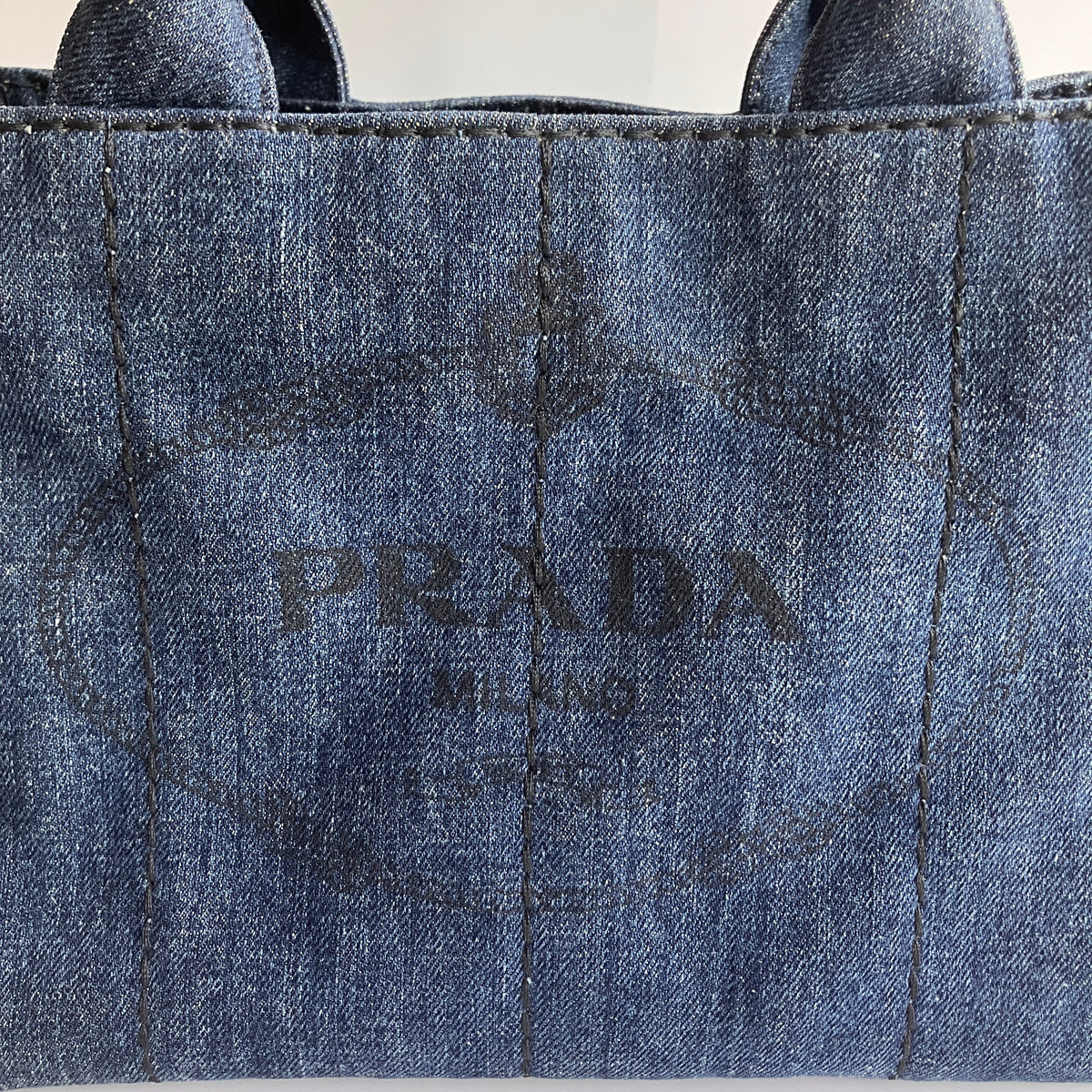 Prada Blue Denim Canapa Top Handle Bag