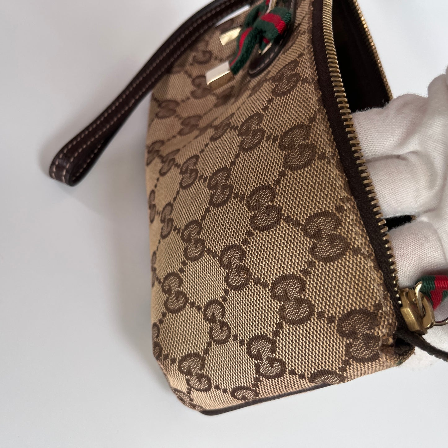 Gucci Vintage GG Canvas Wristlet Pouch