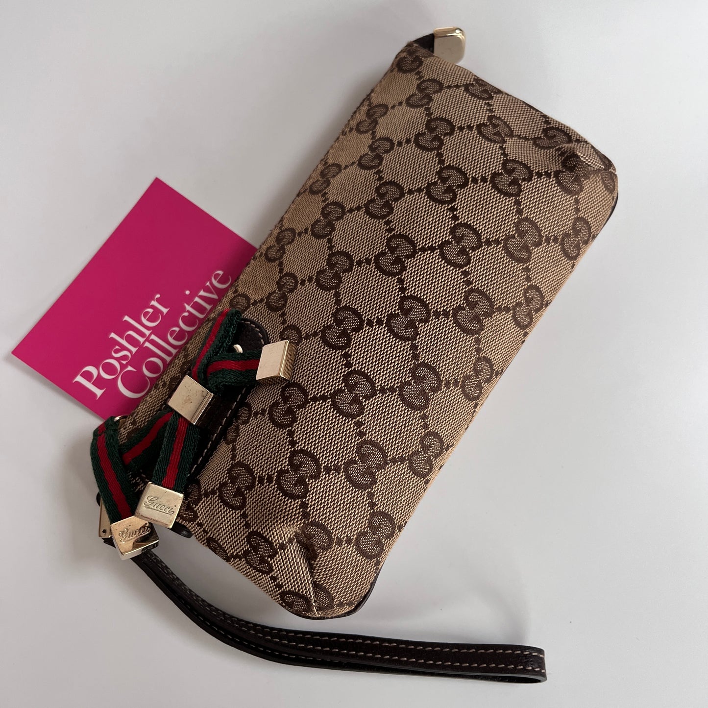 Gucci Vintage GG Canvas Wristlet Pouch