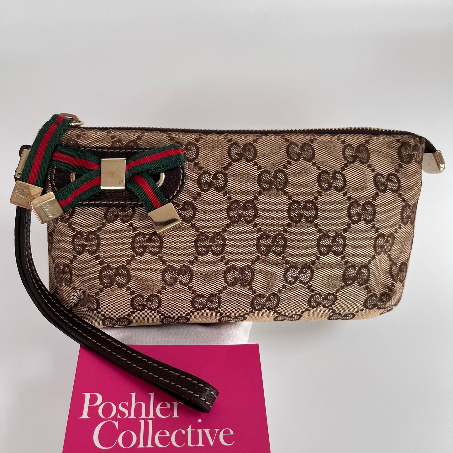Gucci Vintage GG Canvas Wristlet Pouch