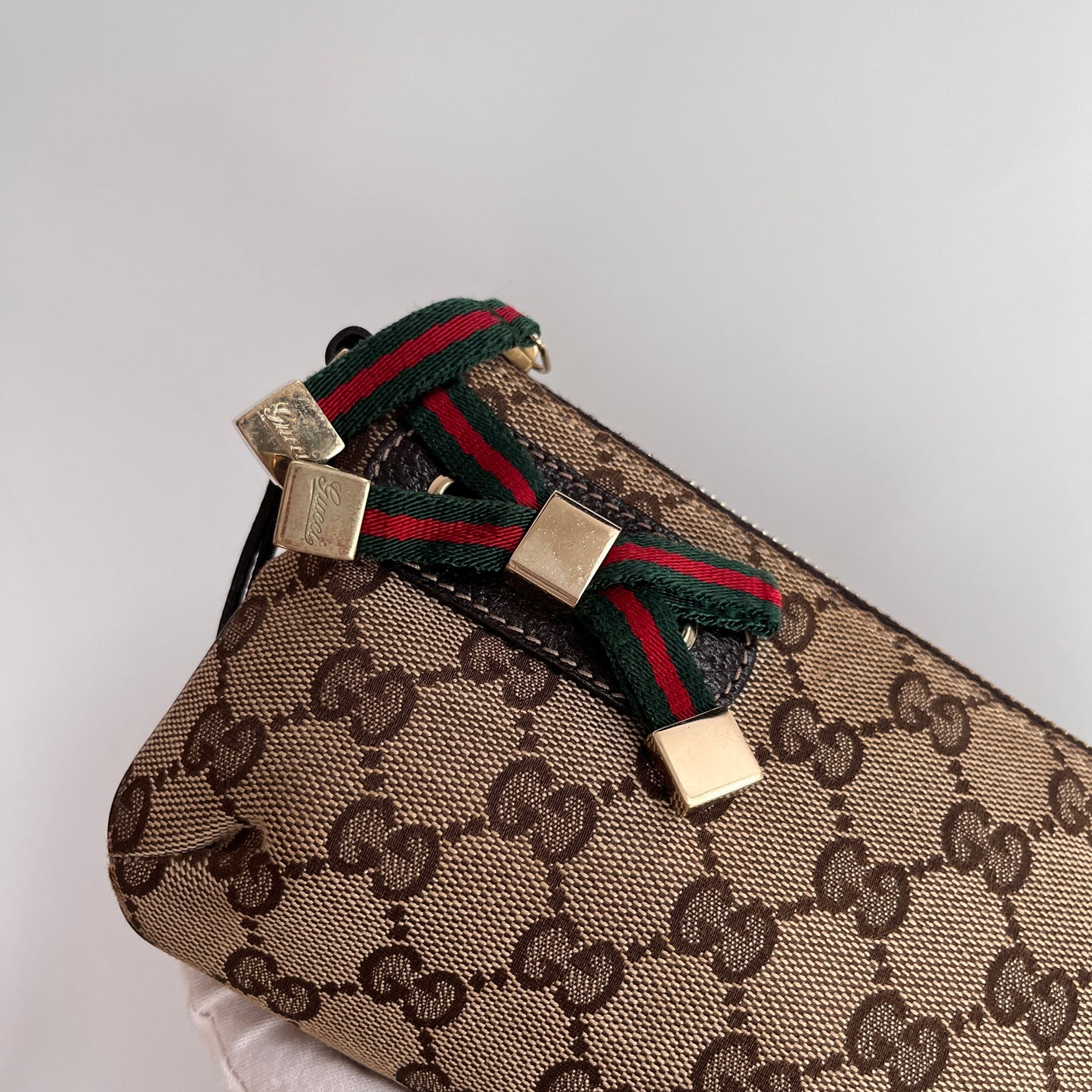 Gucci Vintage GG Canvas Wristlet Pouch