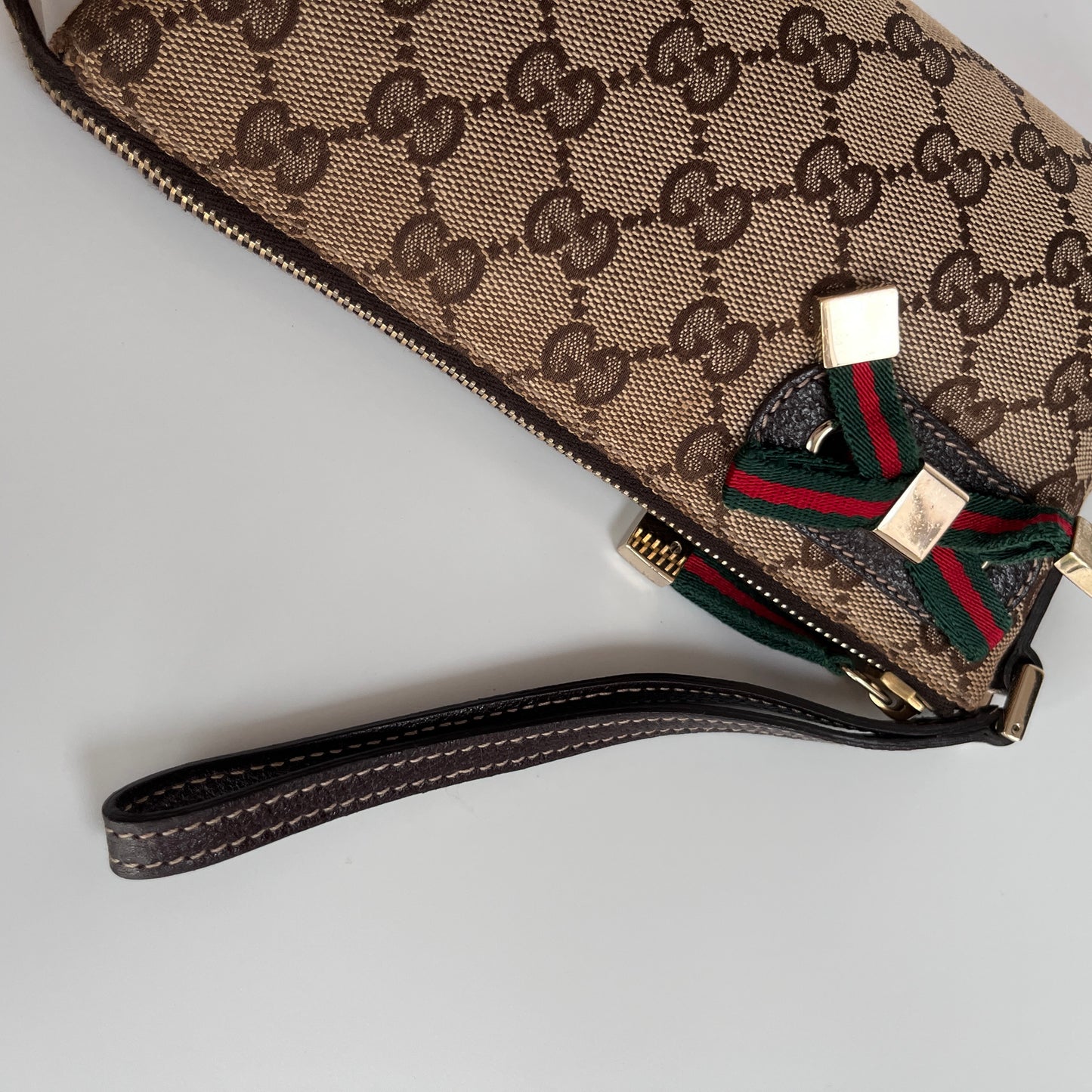 Gucci Vintage GG Canvas Wristlet Pouch