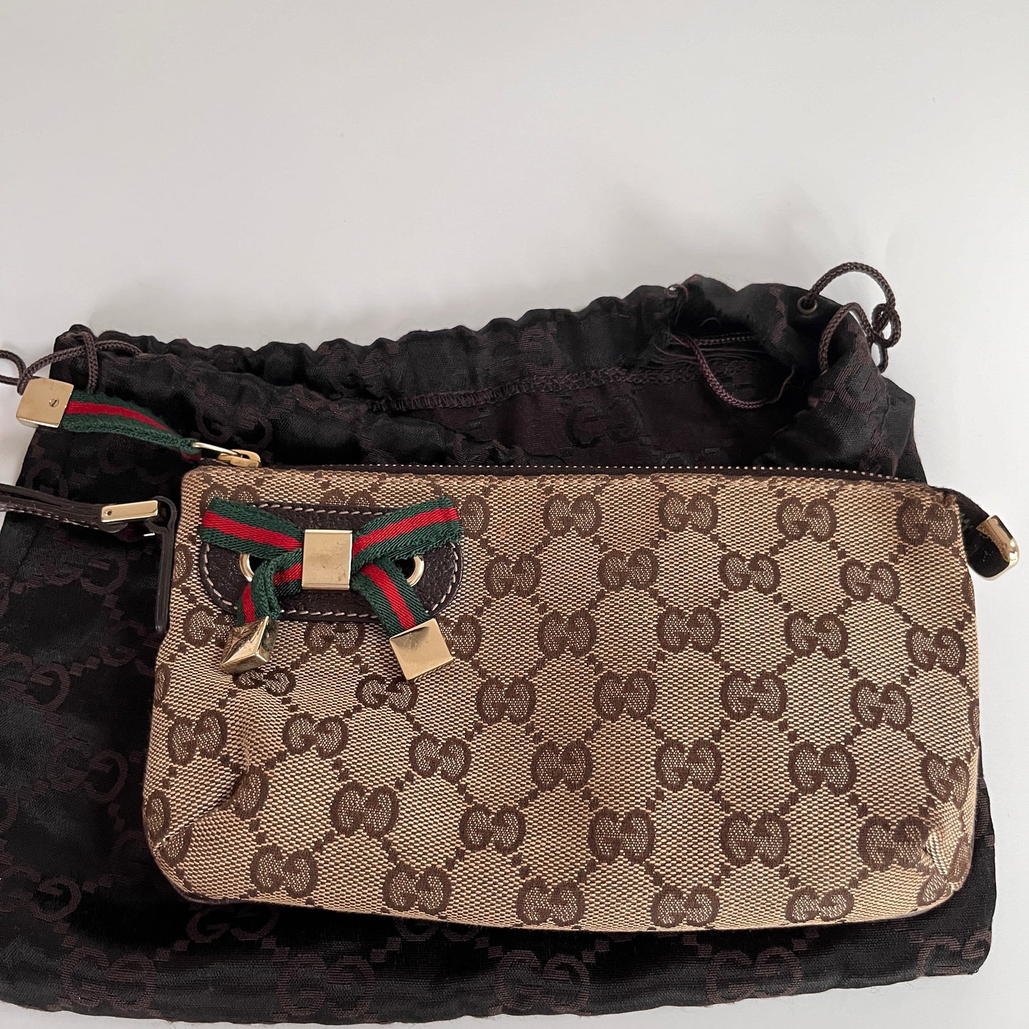 Gucci Vintage GG Canvas Wristlet Pouch