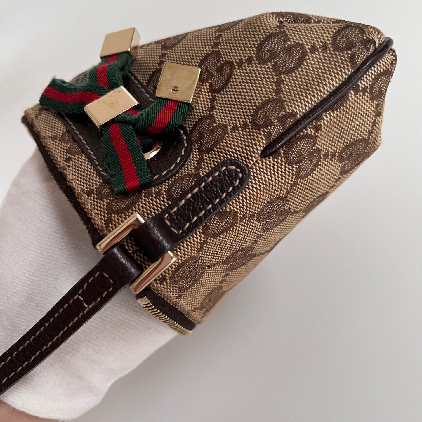 Gucci Vintage GG Canvas Wristlet Pouch