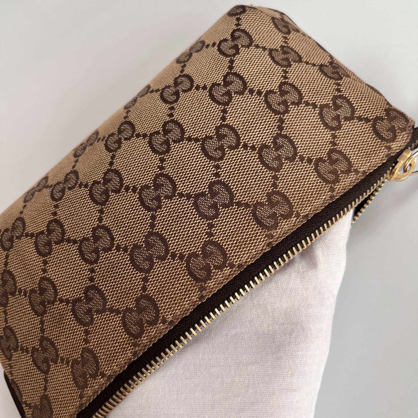 Gucci Vintage GG Canvas Wristlet Pouch