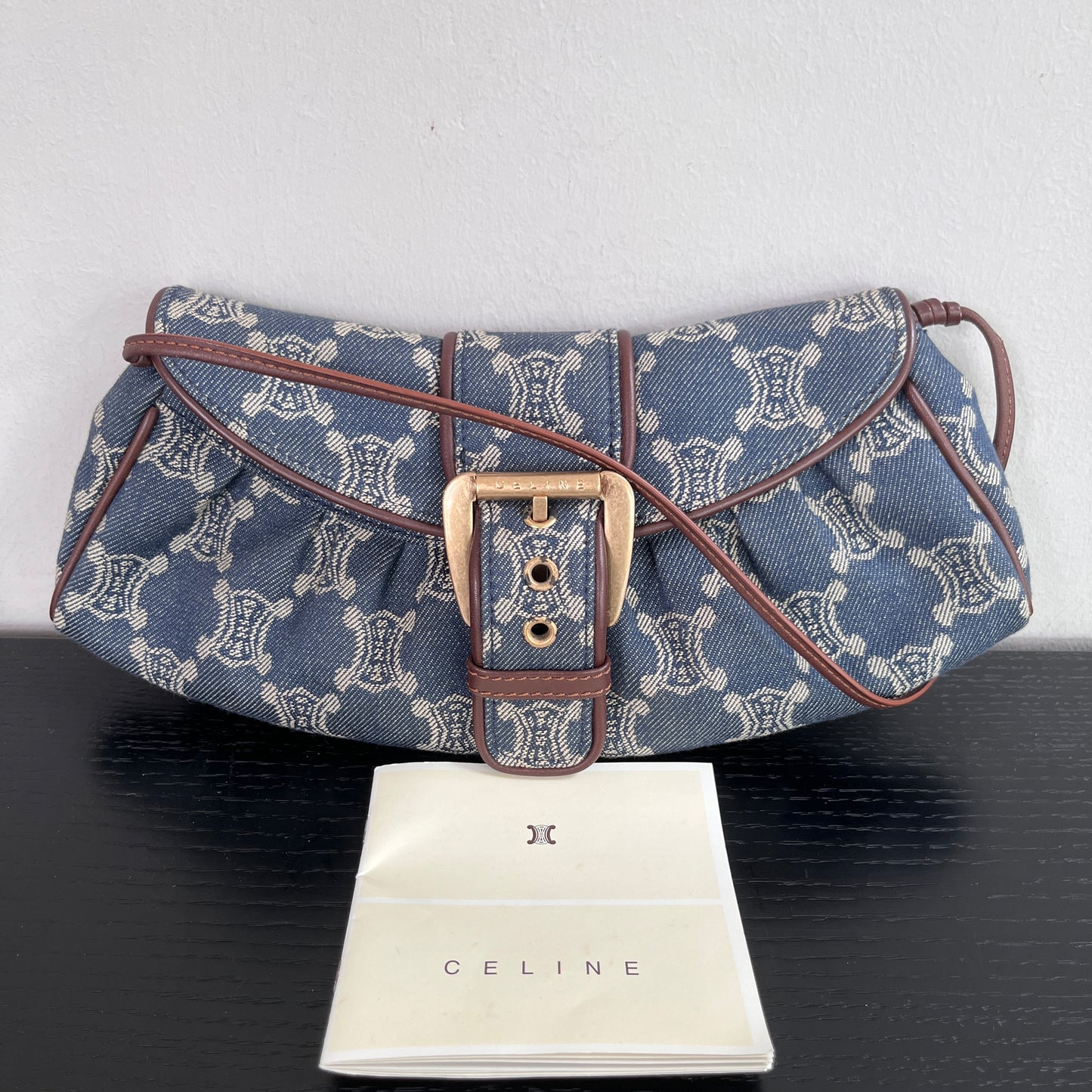 Céline Vintage Triomphe Denim One Shoulder Bag