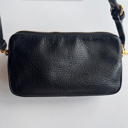Miu Miu Black Goatskin Madras Double Zip Pochette Clutch