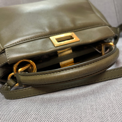 Fendi Peekaboo Mini Olive Green Crossbody Bag