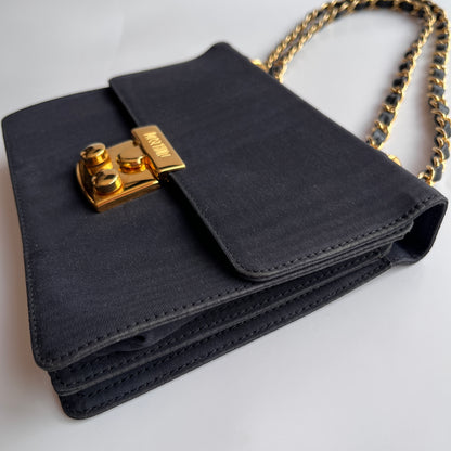 Moschino Vintage Black Nylon Chain Shoulder Bag