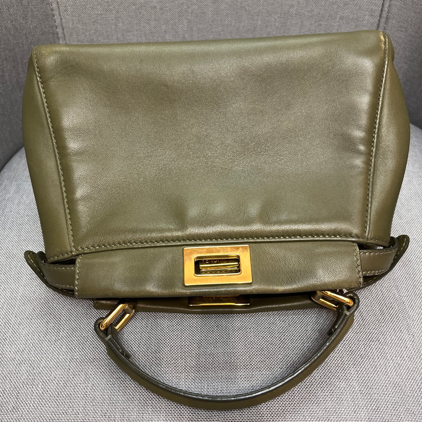 Fendi Peekaboo Mini Olive Green Crossbody Bag