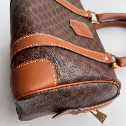 Celine Vintage Macadam Coated Canvas Boston Bag