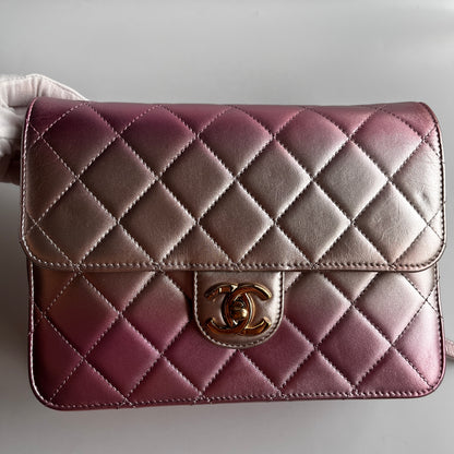 Chanel Quilted Gradient Metallic Lambskin Like A Wallet Flap Crossbody Bag