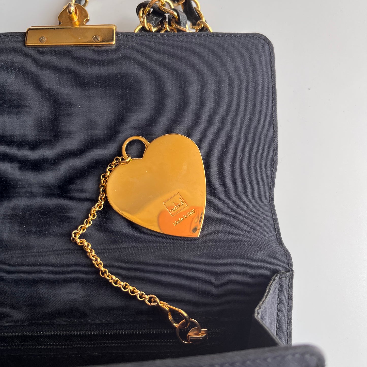Moschino Vintage Black Nylon Chain Shoulder Bag