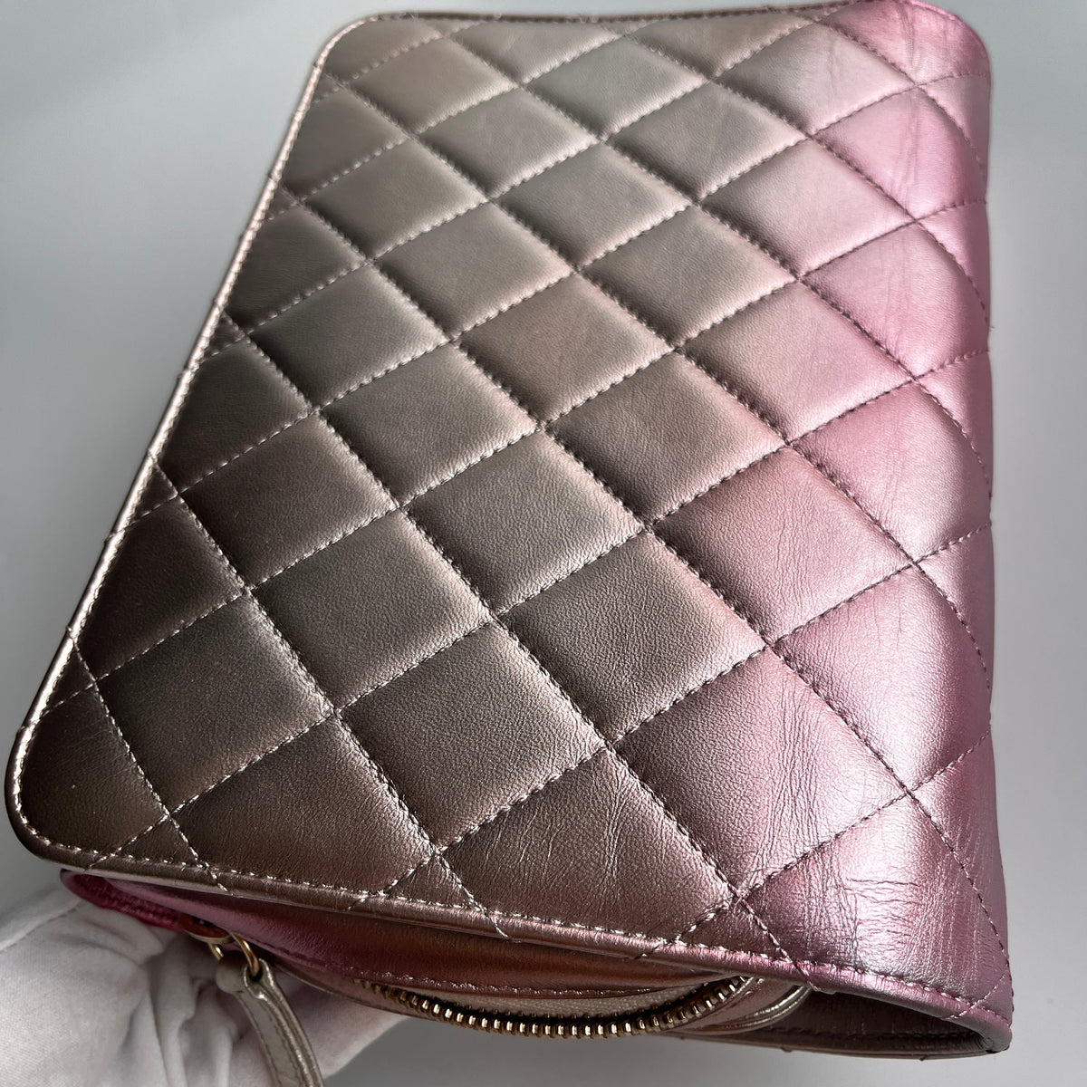 Chanel Quilted Gradient Metallic Lambskin Like A Wallet Flap Crossbody Bag