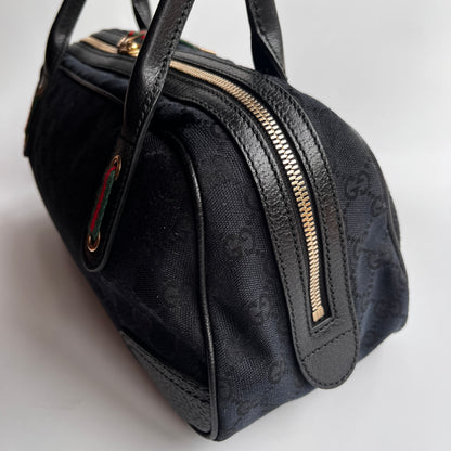 Gucci Princy Black Canvas Sherry Line Shoulder Bag