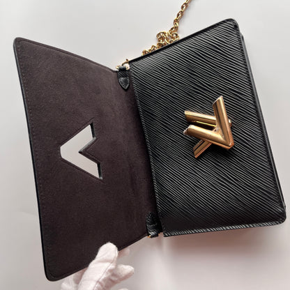 Louis Vuitton Black Epi Twist Wallet on Chain GHW RFID