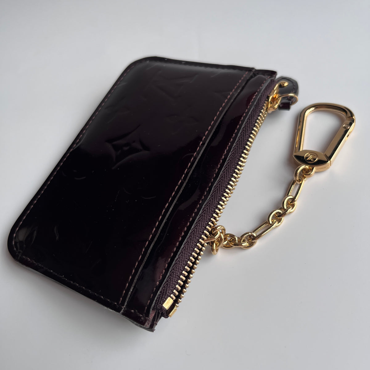 Louis Vuitton Amarante Vernis Pochette Cle Key Coin Case