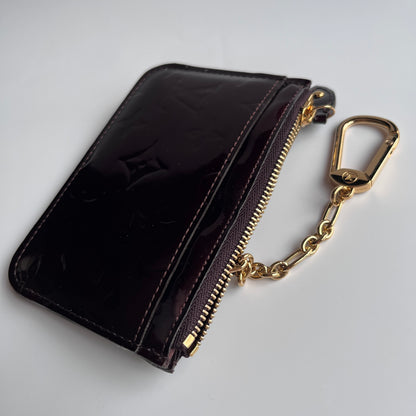 Louis Vuitton Amarante Vernis Pochette Cle Key Coin Case