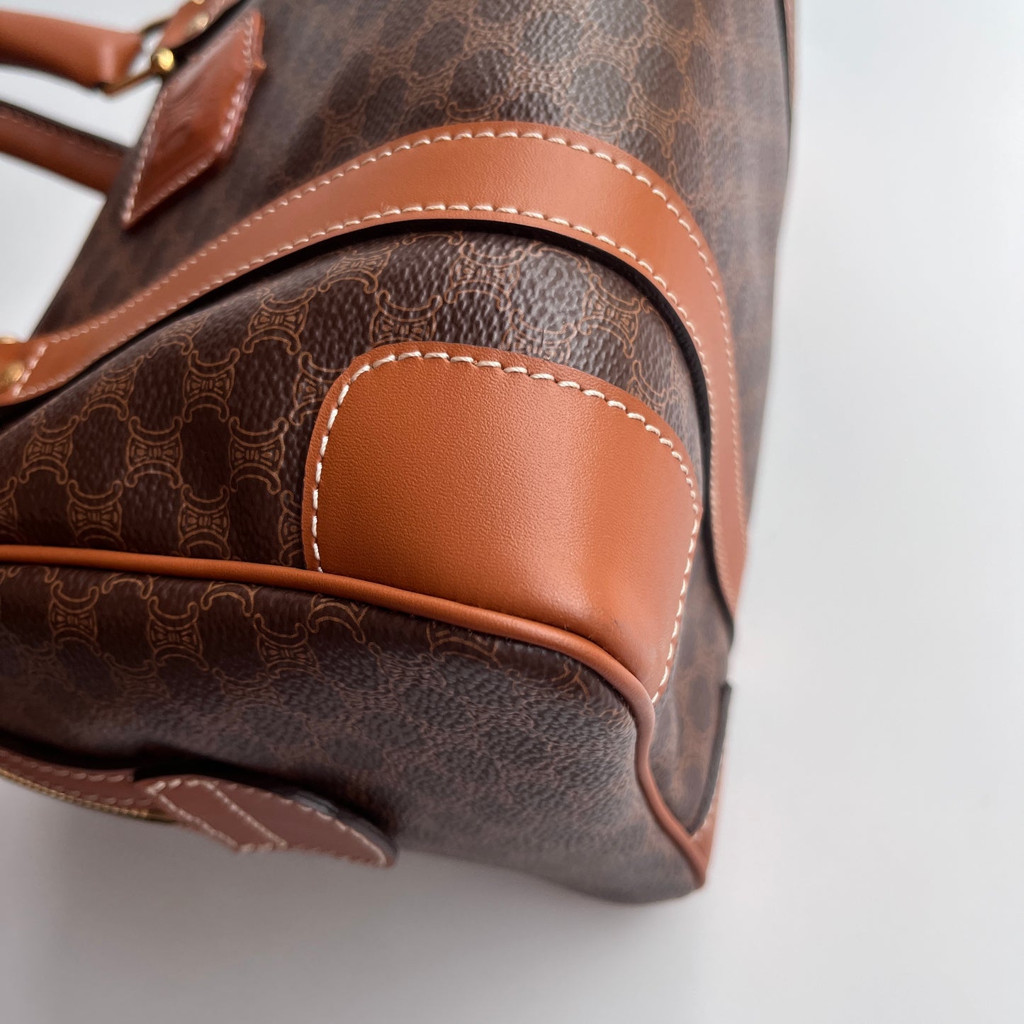 Celine Vintage Macadam Coated Canvas Boston Bag