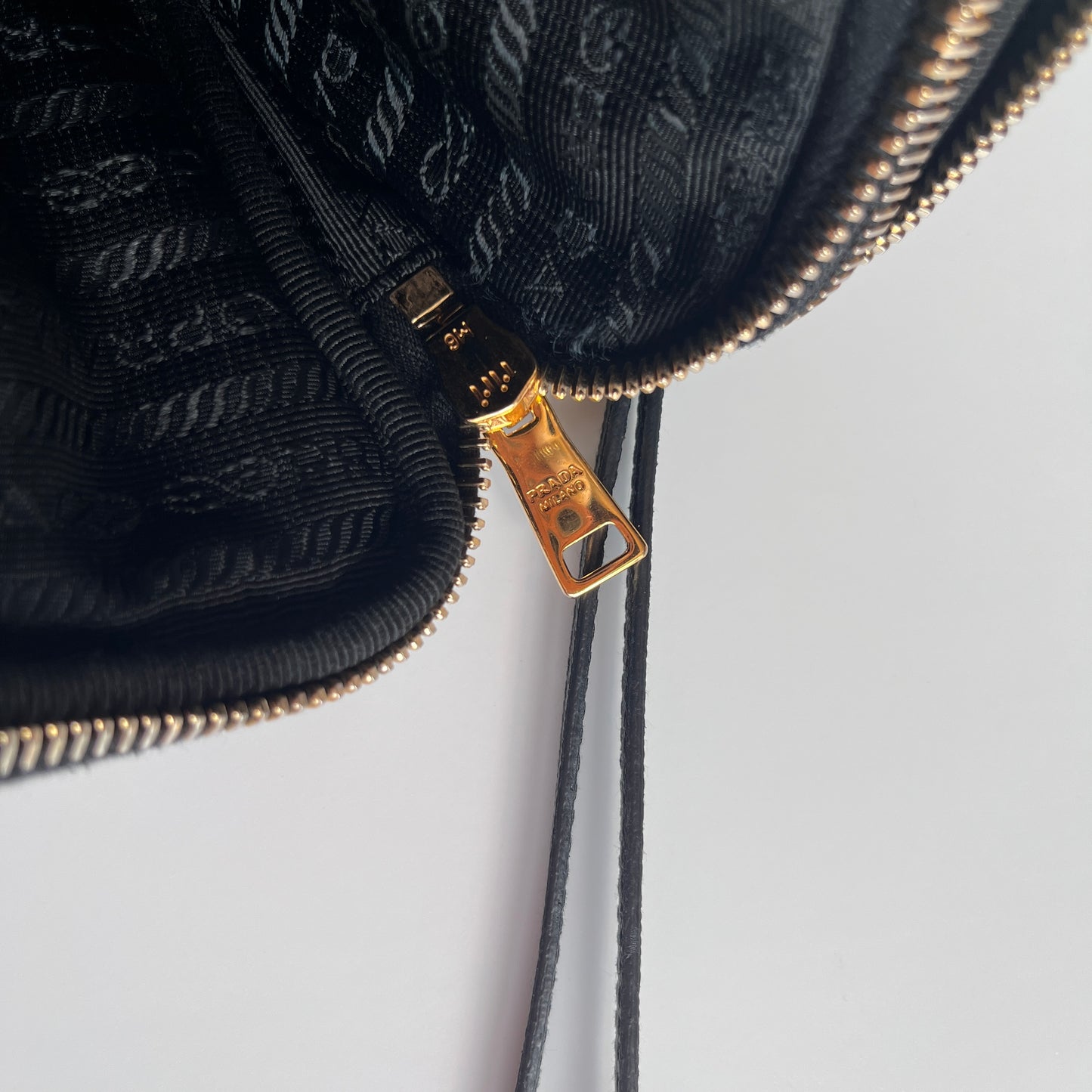 Prada Black Nylon Double Zip Pouch/ Wristlet
