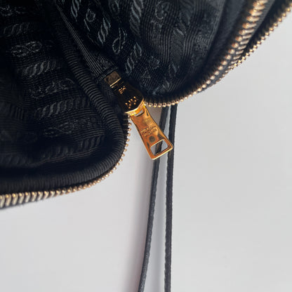 Prada Black Nylon Double Zip Pouch/ Wristlet