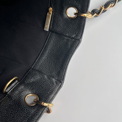 Chanel Vintage Black Caviar PST Tote Bag