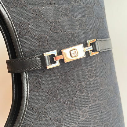 Gucci Vintage Black Jackie Canvas Shoulder Bag