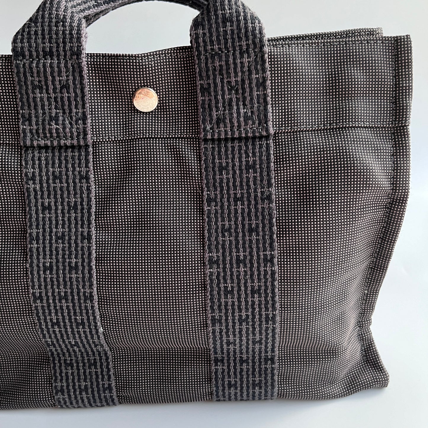 Hermes Herline PM Gray Canvas Tote Bag