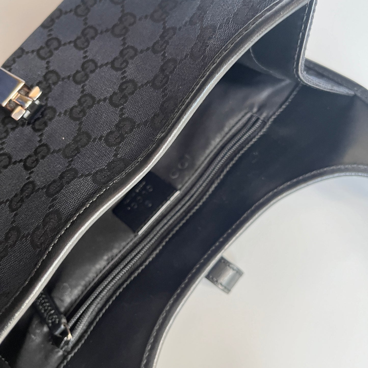 Gucci Vintage Black Jackie Canvas Shoulder Bag