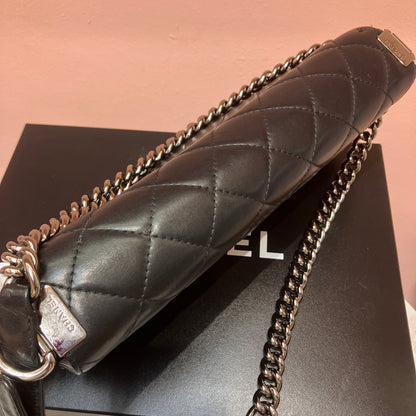 Chanel Boy East West Flap Black Leather Crossbody Clutch Bag