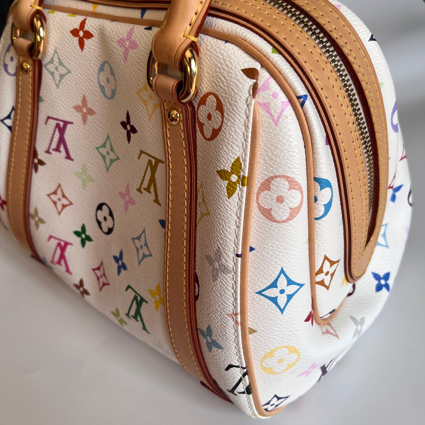 Louis Vuitton x Takashi Murakami White Multicolor Priscilla Handbag