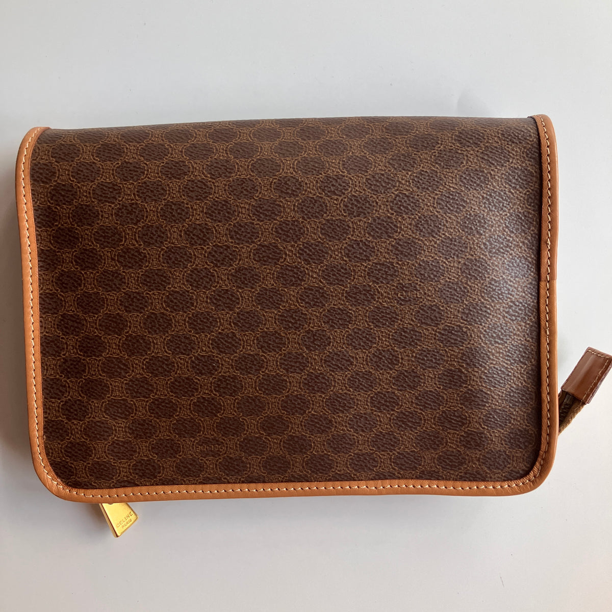 Celine Vintage Macadame Coated Canvas Clutch