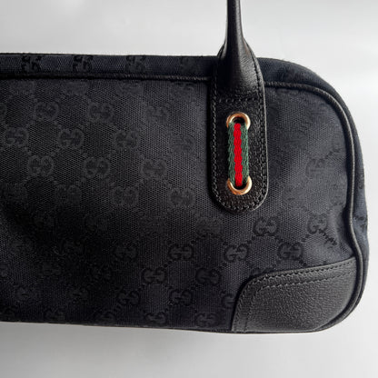 Gucci Princy Black Canvas Sherry Line Shoulder Bag