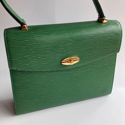 Louis Vuitton Vintage Malesherbes Green Epi Top Handle Bag