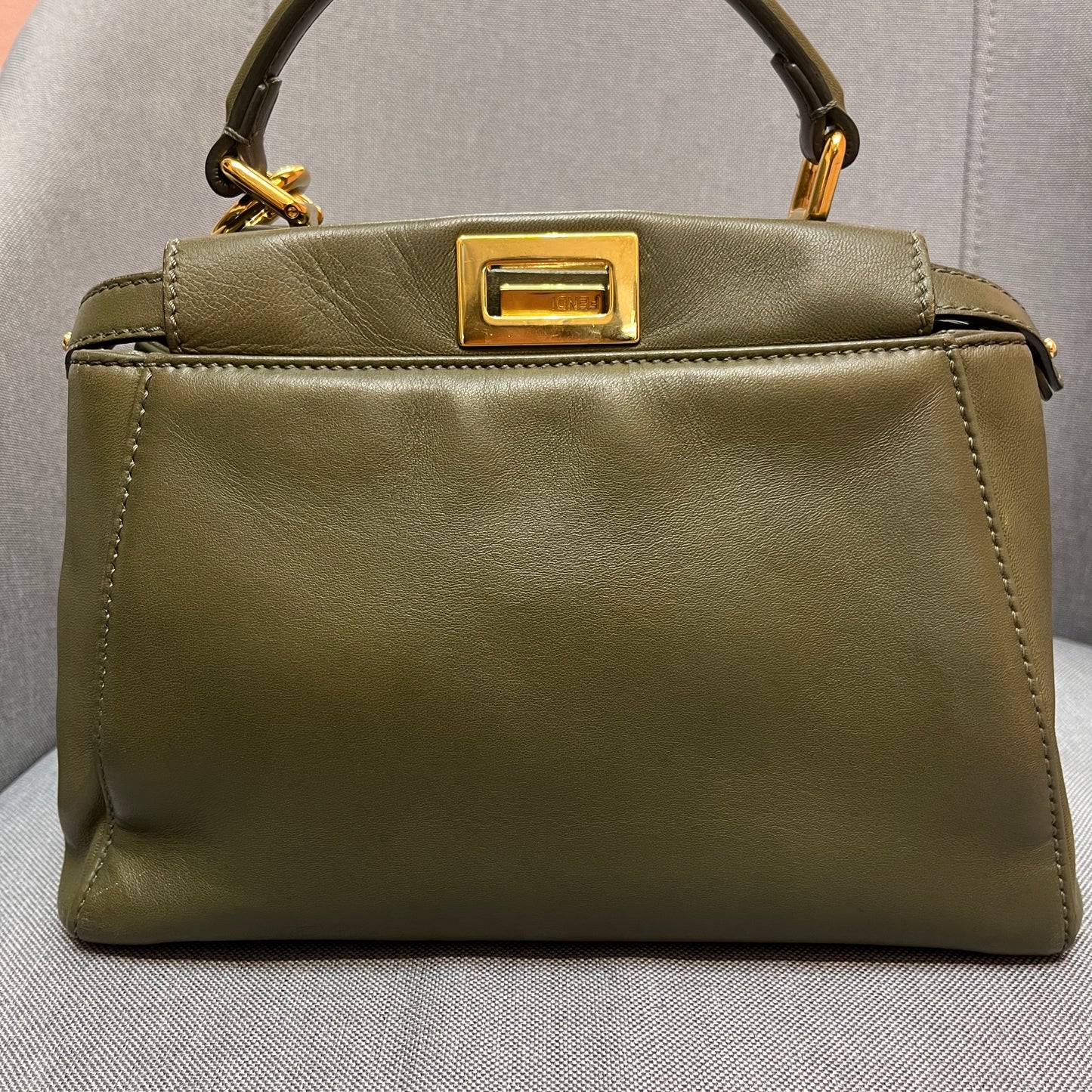 Fendi Peekaboo Mini Olive Green Crossbody Bag
