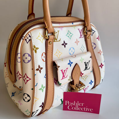 Louis Vuitton x Takashi Murakami White Multicolor Priscilla Handbag