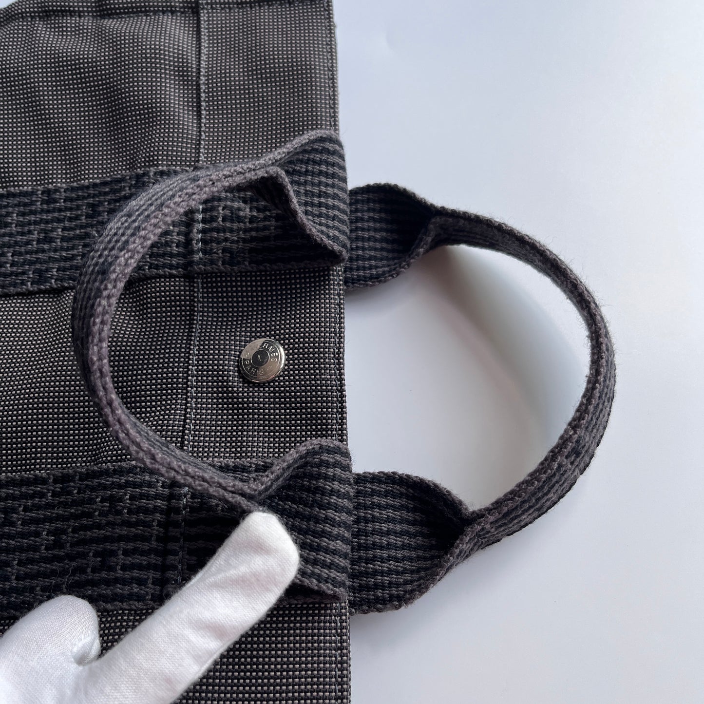 Hermes Herline PM Gray Canvas Tote Bag