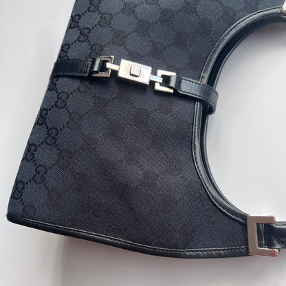 Gucci Vintage Black Jackie Canvas Shoulder Bag